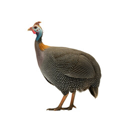 Helmeted Guineafowl Isolated on White Background