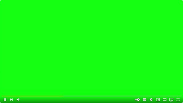 YouTube Preroll Ad Yellow Desktop In-Feed Player UI Overlay (Greenscreen) &ndash; Horizontal Advert YT Pre-roll Video Layout Interface Mockup for Marketing Showreels and Content Presentation