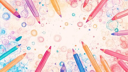 Creative Pastel Digital Whiteboard Background with Playful Doodles