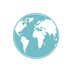 Flat World Globe Icon Depicting Continents on Black Background for Earth Day