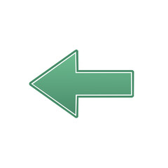 Isolated Illustration of a Green Left Arrow Sign on a Dark Black Background