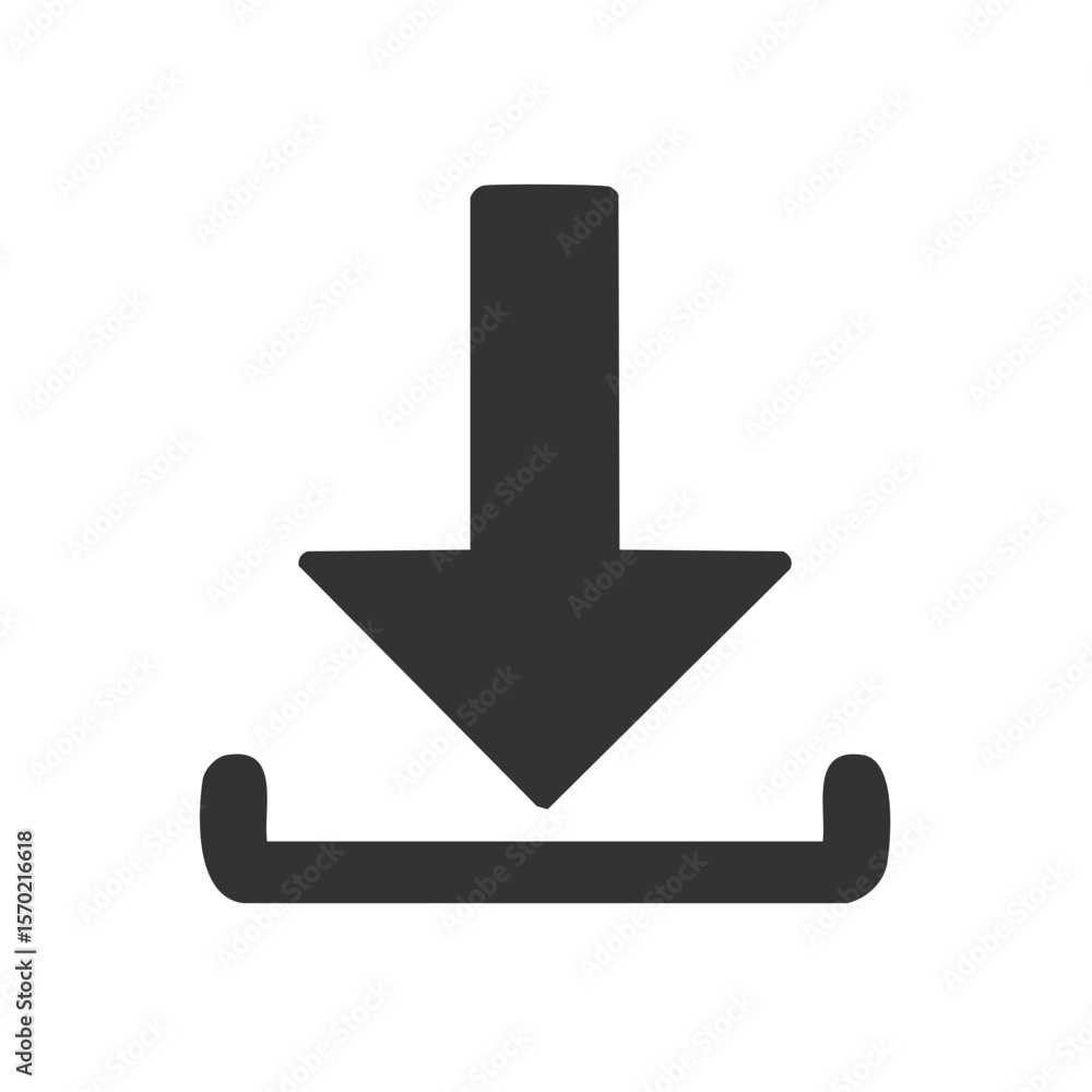 Poster Download icon on dark background representing data transfer and file saving for user interface and web design projects