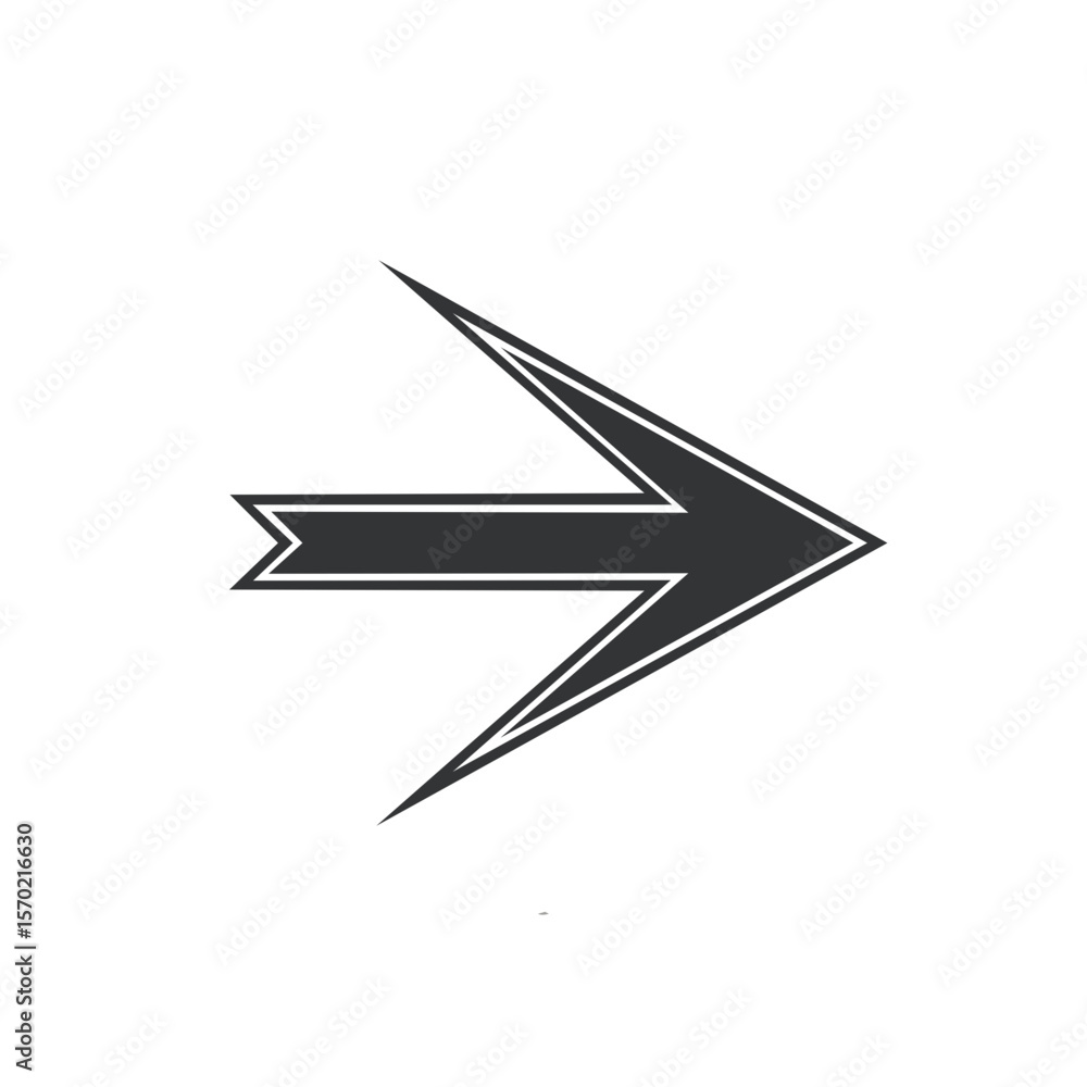 Poster arrow pointing right for navigation concept or direction sign simple design icon on black background