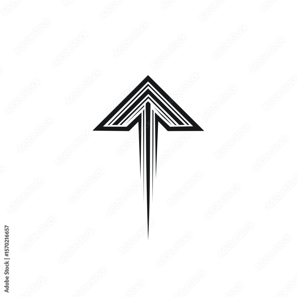 Poster abstract upward arrow symbol in dark vector illustration showing direction movement and growth for m
