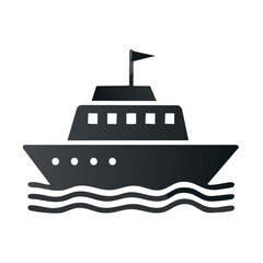 Obraz premium Cruise ship sailing on the water vector illustration ferry boat travel with black background voyage and journey ocean voyage