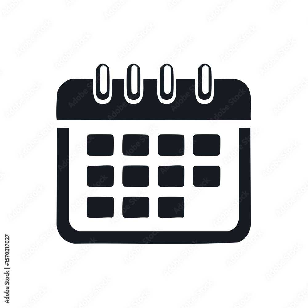 Poster calendar icon symbolizing time scheduling reminders events and organization on black background