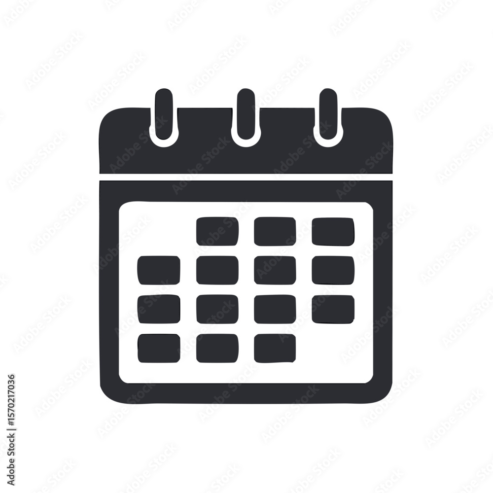 Poster stylized calendar icon on dark backdrop shows schedule and event dates