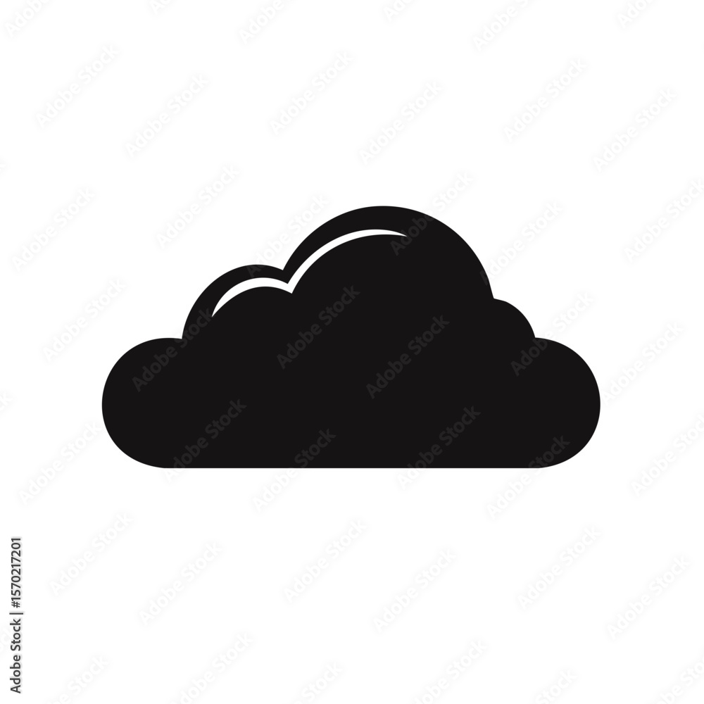Poster isolated black cloud shape on dark background simple weather or technology icon design