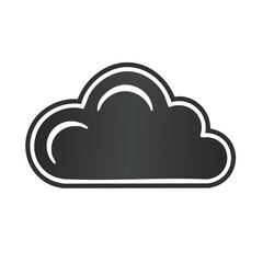 Weather Cloud Outline on Black Background - Simple Weather Icon - Grey Cloud Illustration