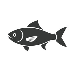 Fish swimming in silhouette with dorsal and tail fins against black background