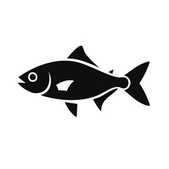 Obraz premium Fish Illustration: Monochrome Design of a Fish Swimming, Graphic, Black and White, Nature, Wildlife, Marine Life
