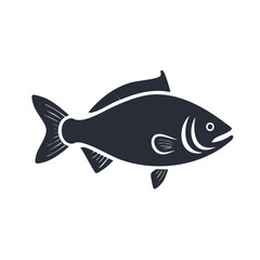 Fish illustration on black background depicting aquatic animal and marine wildlife icon concept