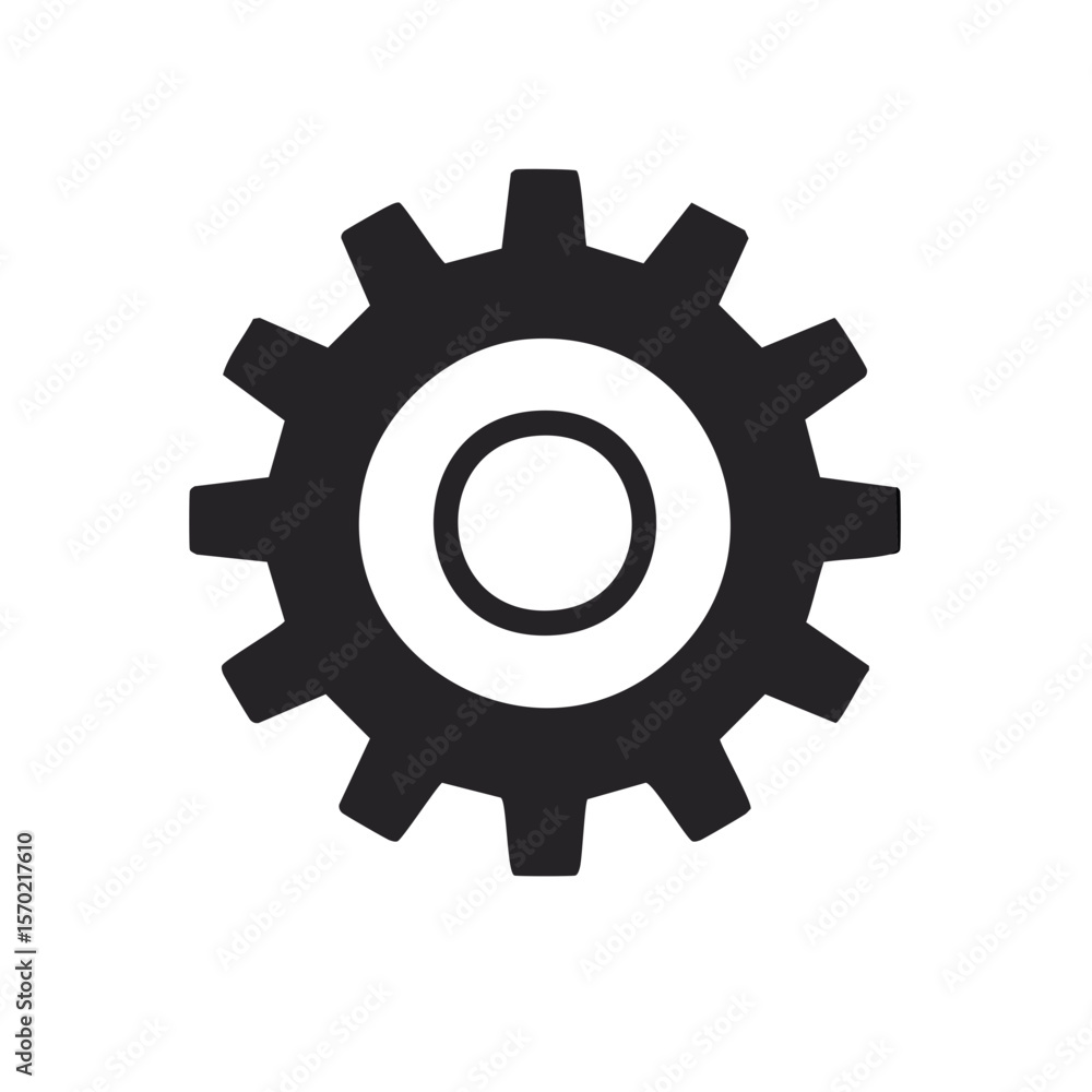 Poster isolated single gear on black background depicting engineering technology or settings configuration 