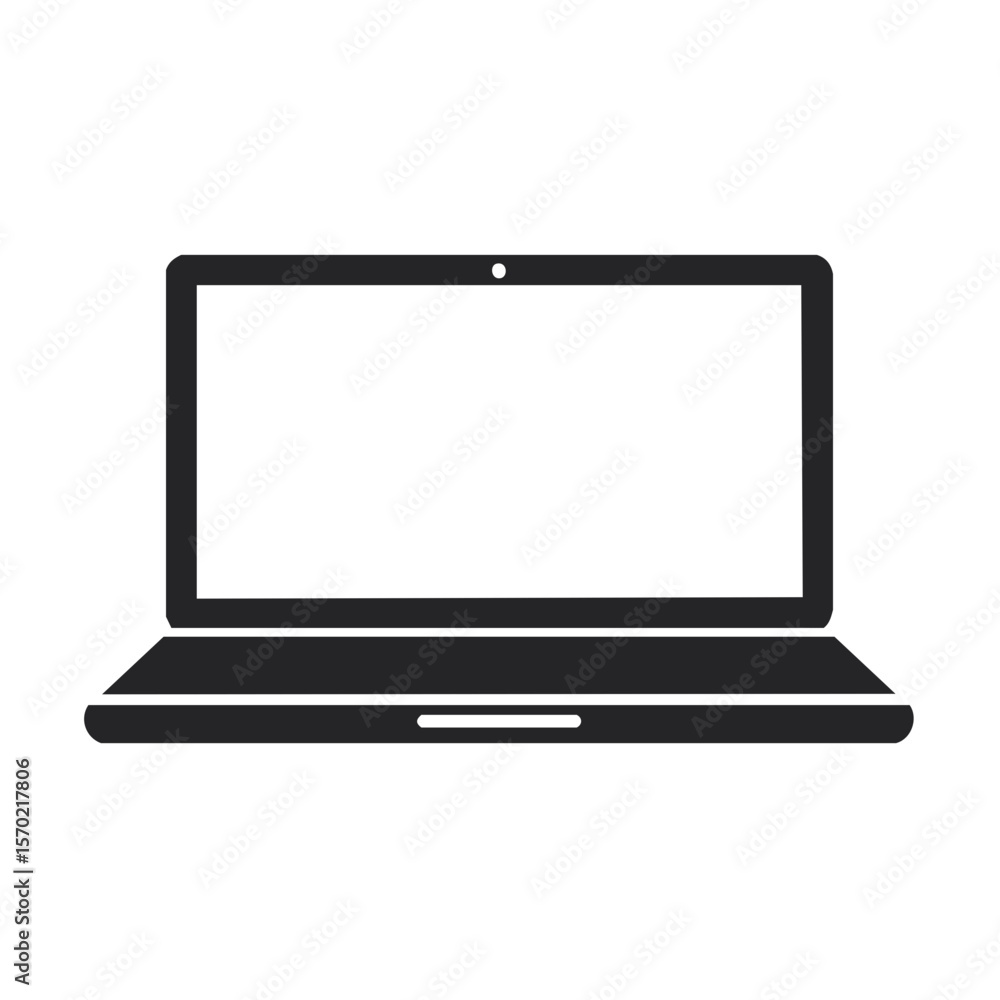 Fototapete Minimalist laptop computer design for technology communications and remote work featuring clean line graphic style for modern digital needs