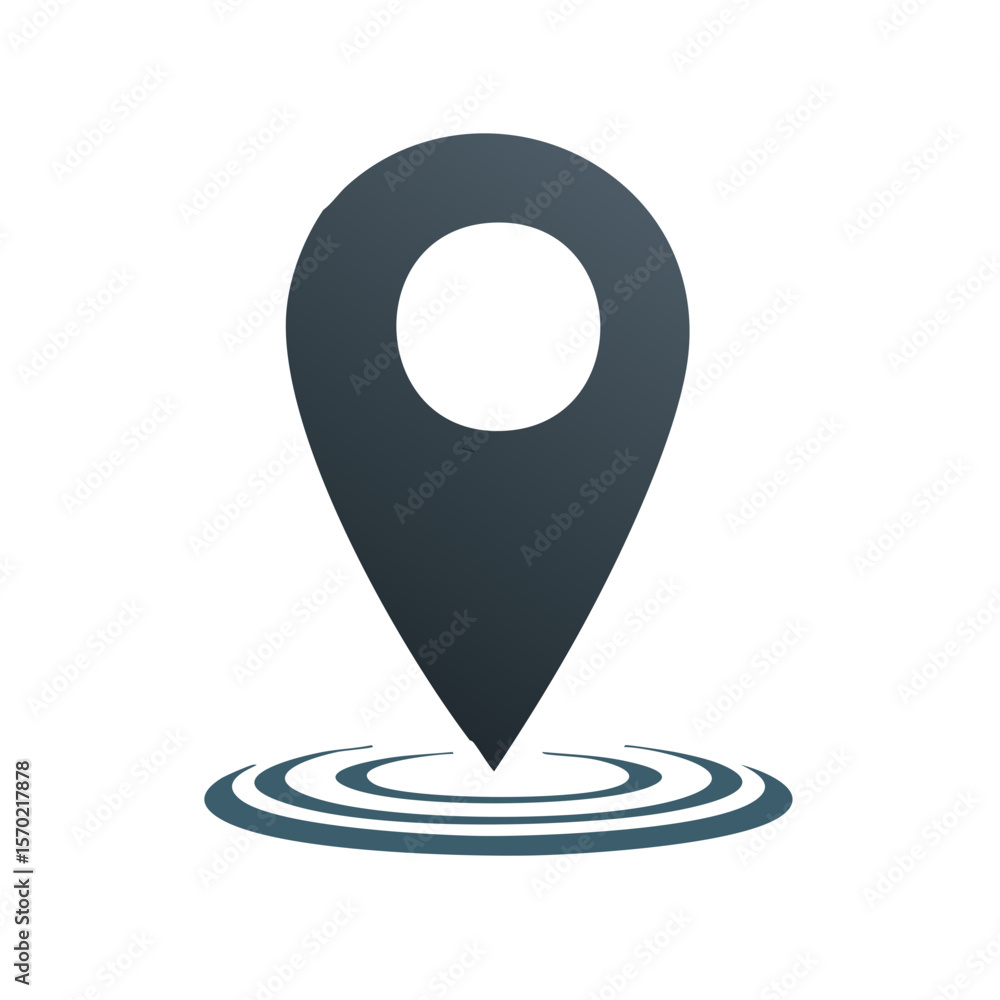Poster location pointer icon with ripple effect gps navigation map marker symbol for pinpointing and findin