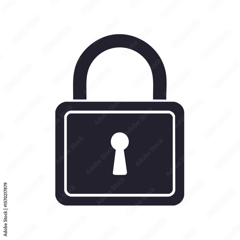 Poster padlock illustration with keyhole for security and data protection concept dark theme for cybersecur