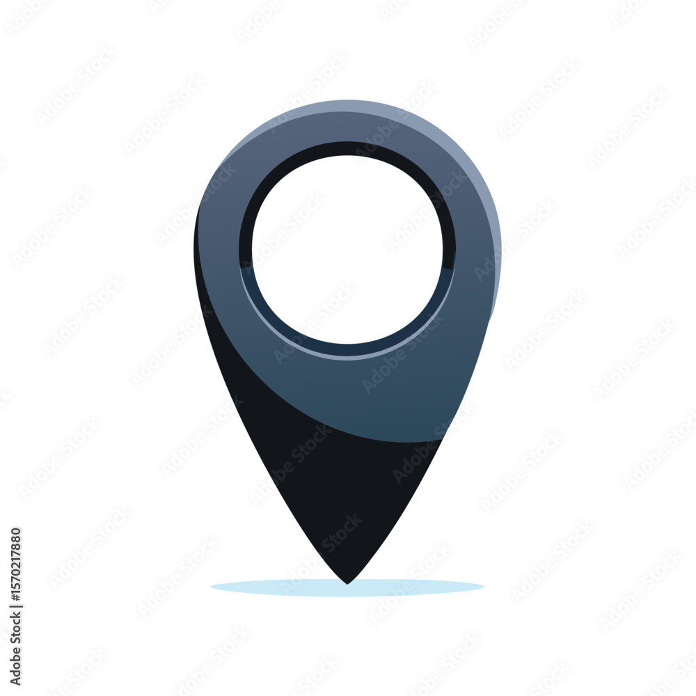 Poster dark blue map pointer icon on black background for navigation app or gps location sign representing 