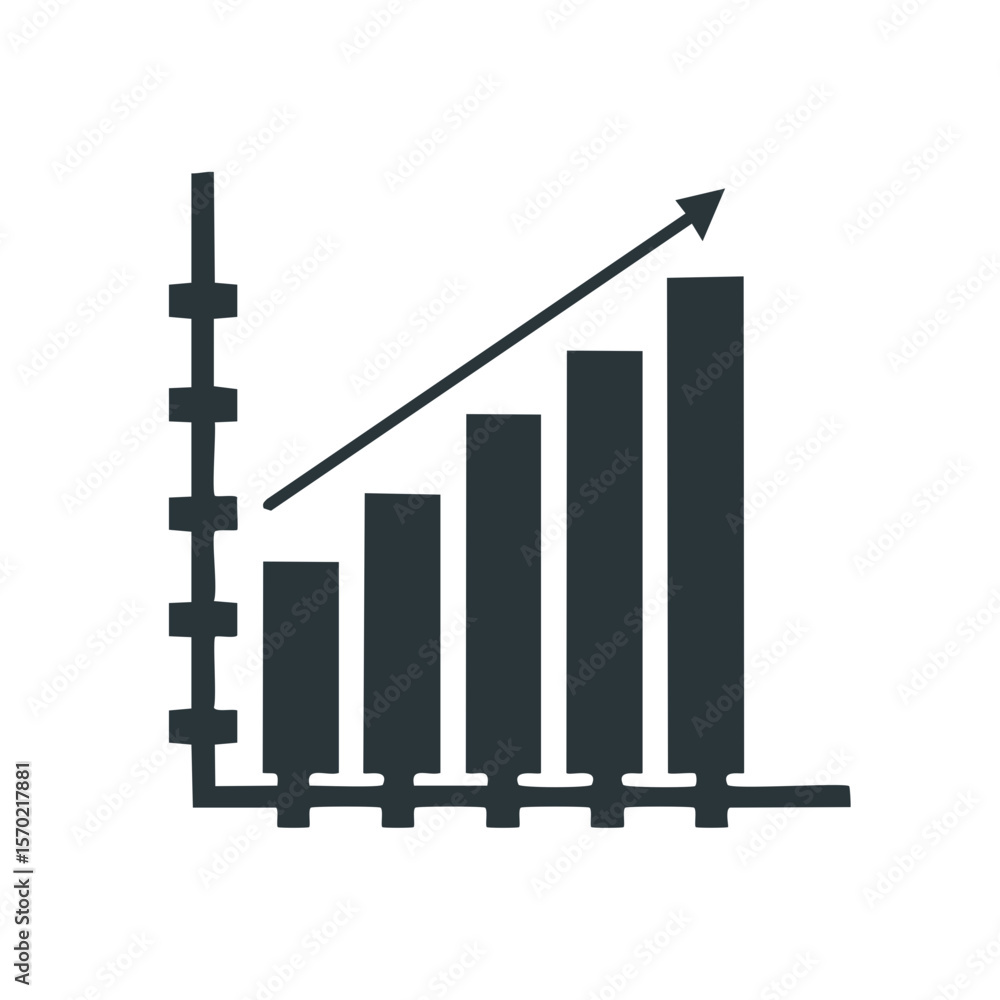 Aufkleber rising bar graph illustrates growth trending upward showing progress and positive financial performa