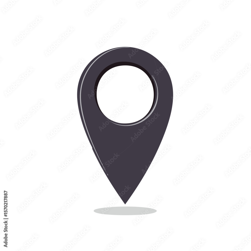 Poster location pointer isolated on black for maps and navigation applications illustration for mobile devi