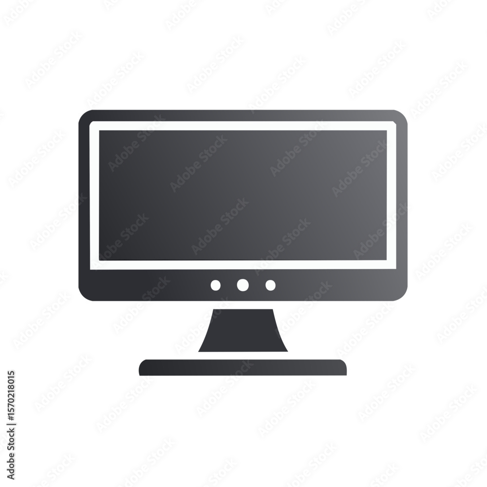 Poster computer monitor icon design display screen technology in dark gray and white