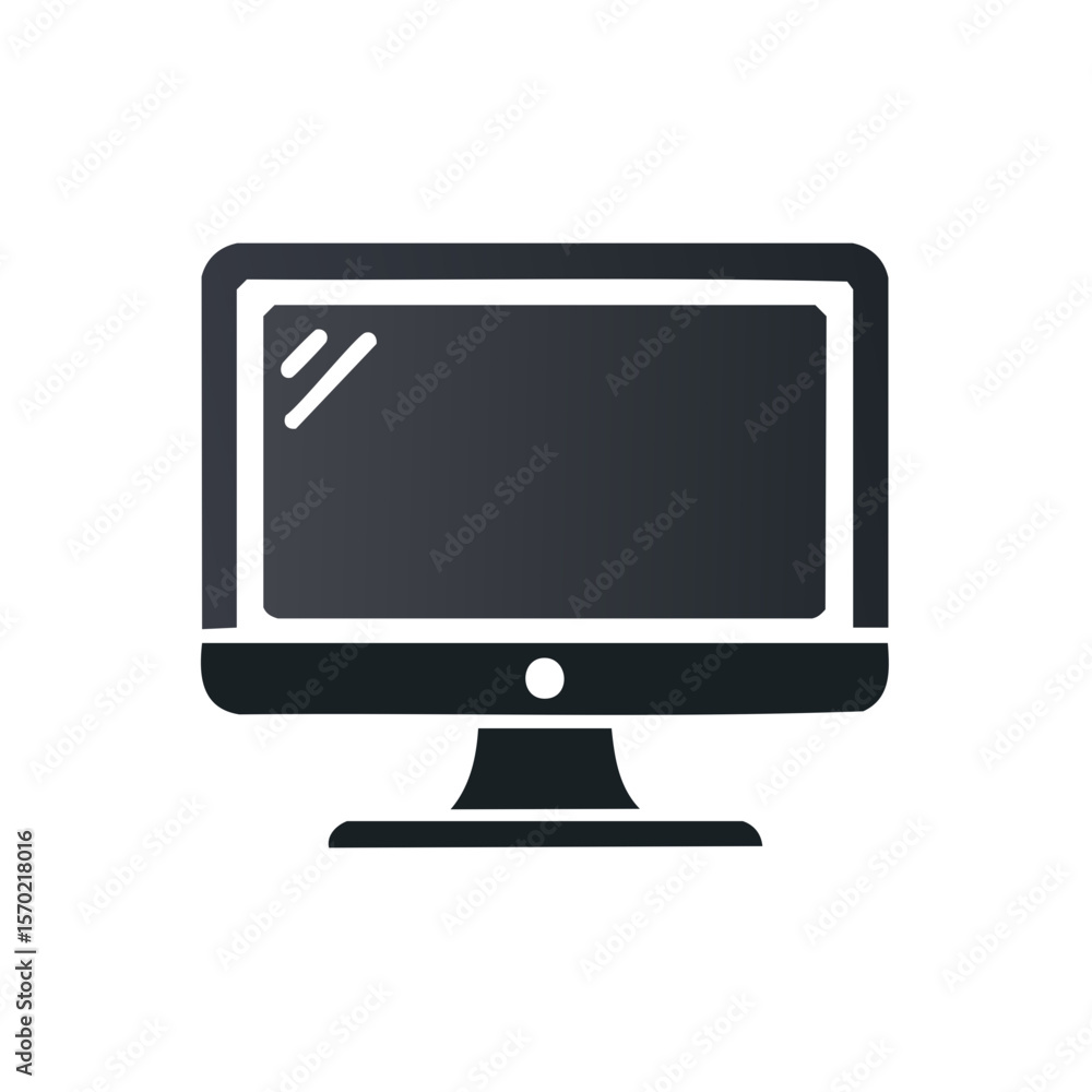Poster modern desktop computer monitor display on black background for business technology