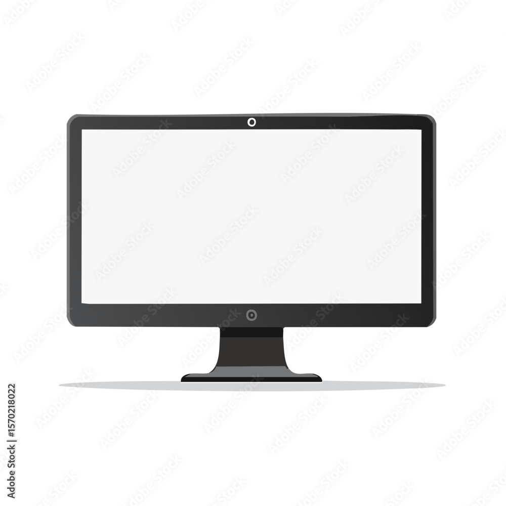 Aufkleber modern computer monitor with blank white screen displayed on a desktop stand vector illustration