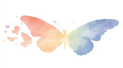 Delicate watercolor butterfly with fragmented wings.