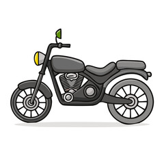 Obraz premium Stylized Dark Gray Motorcycle Illustration Featuring Detailed Engine and Shadowed Design on Black Backdrop