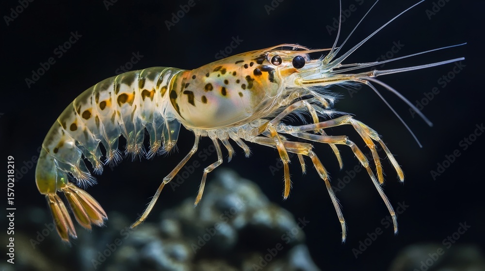 Poster close-up of a shrimp with intricate patterns.