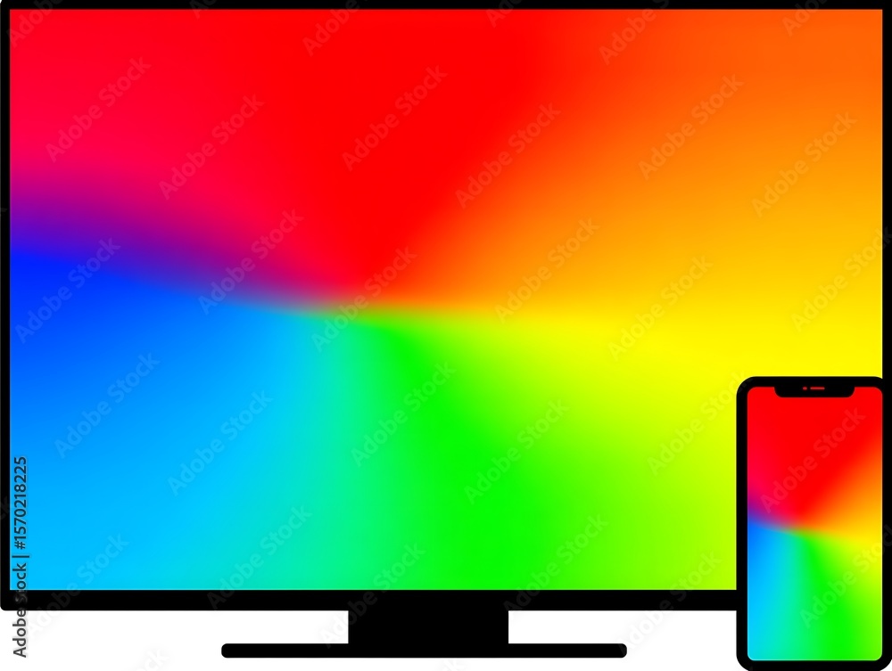 Fototapete colorful gradient display on a computer monitor and a mobile phone.