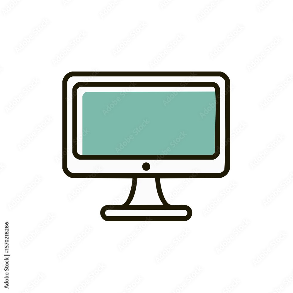 Poster illustration of a desktop computer on a black background - design element