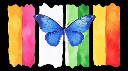 Vibrant butterfly within a colorful design.