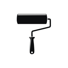 Dark silhouette of paint roller applicator for home renovation and decoration projects