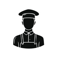 Chef Silhouette Wearing Uniform on Black Background