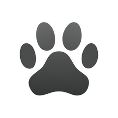 Monochrome Paw Print on Black Background, Pet Paw with Pads, Simple Design