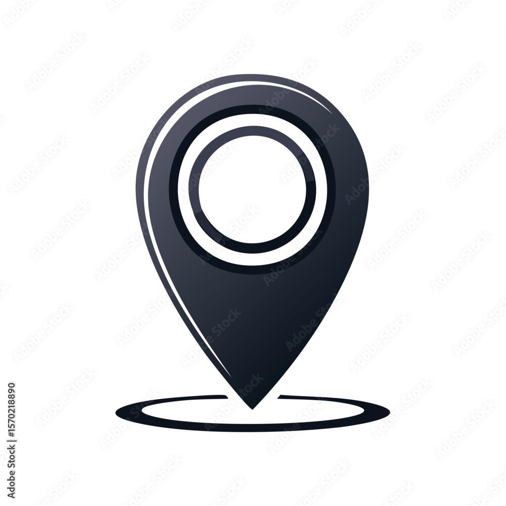 Poster dark navigation pointer for web design element indicates route and direction location pin on black b