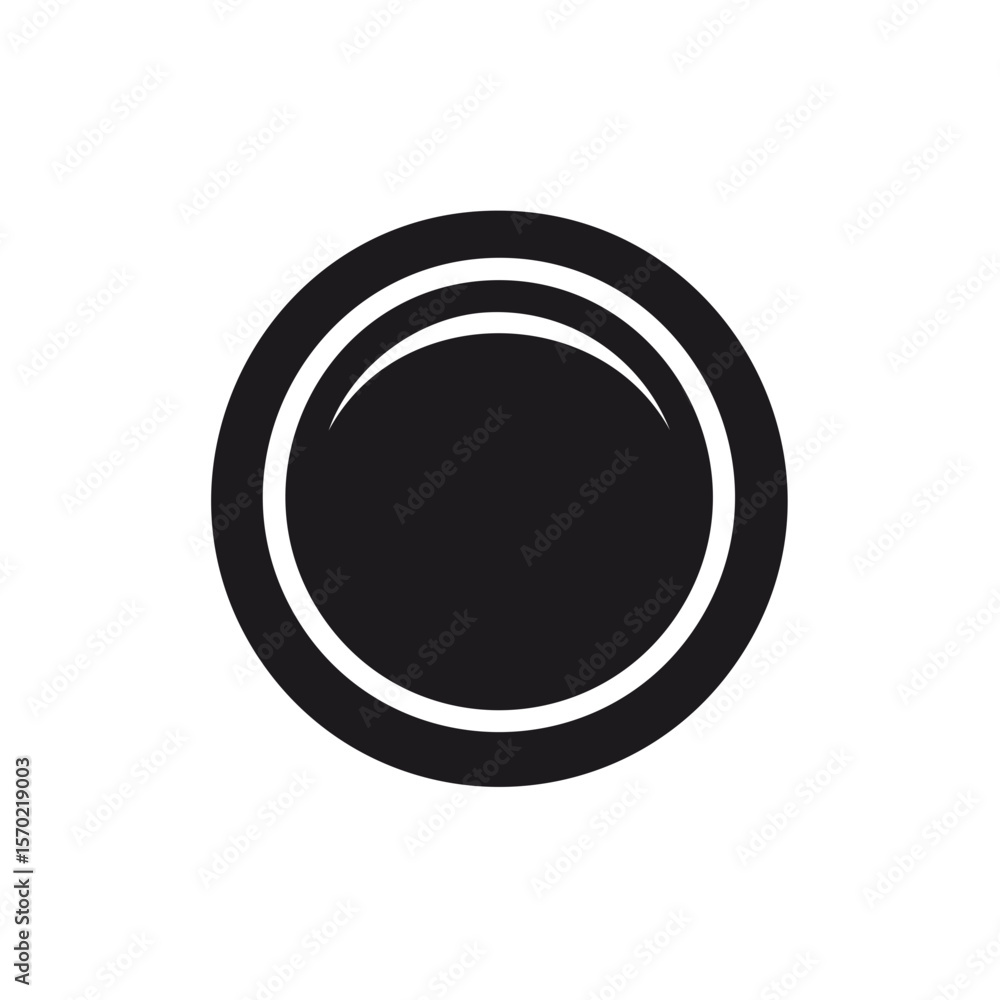Poster abstract geometric shape in black and grey scale circular design with layered curved lines minimalis