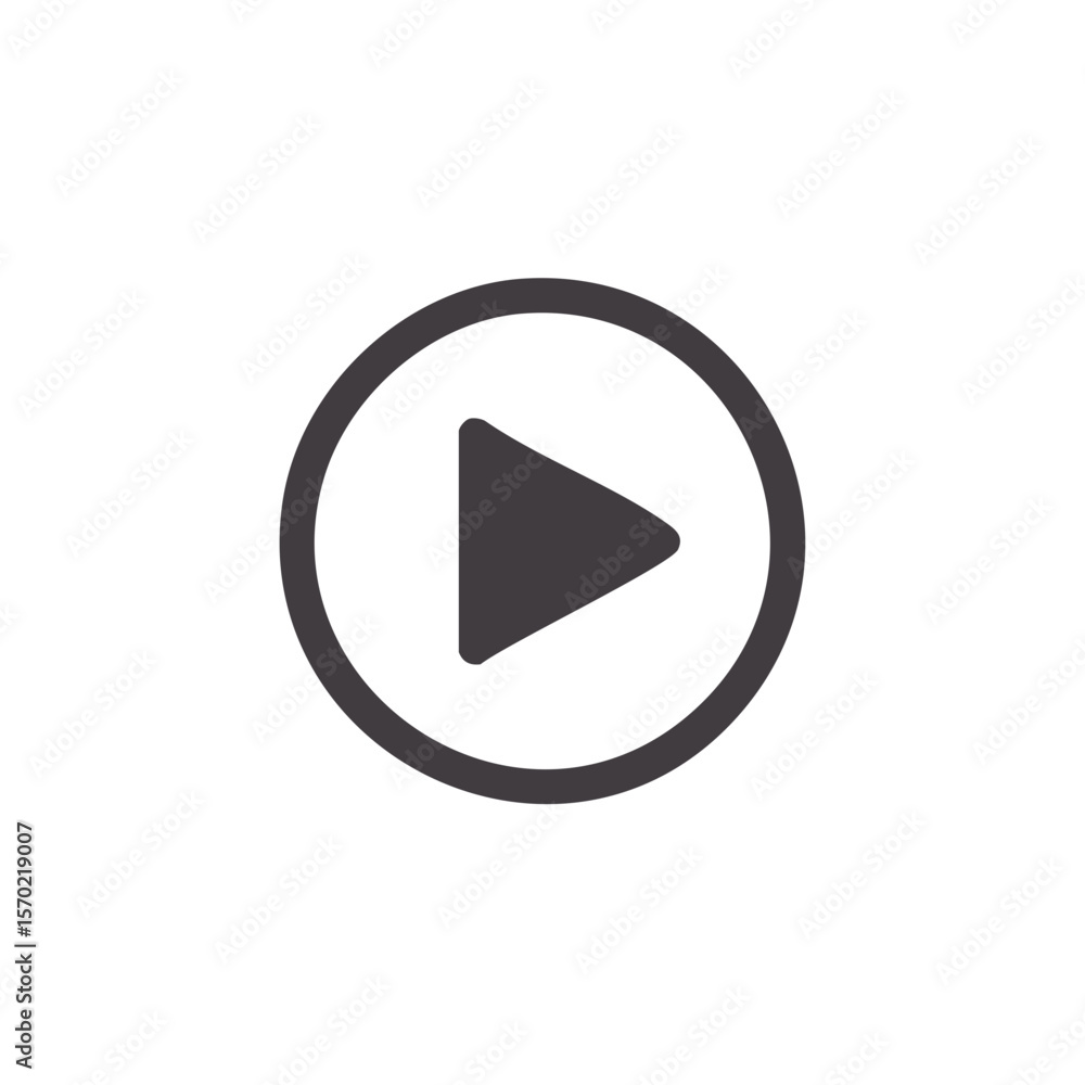 Poster dark multimedia play button icon graphic design with a simple vector shape on black background for o