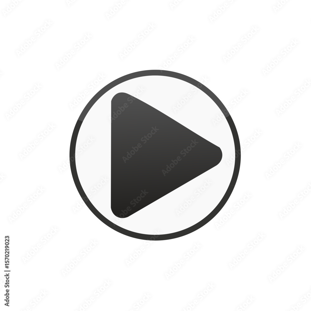 Poster isolated play button icon on black background symbolizing audio video start navigation