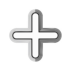 Obraz premium Retro Medical Cross Symbol Design Element in White with Black Background