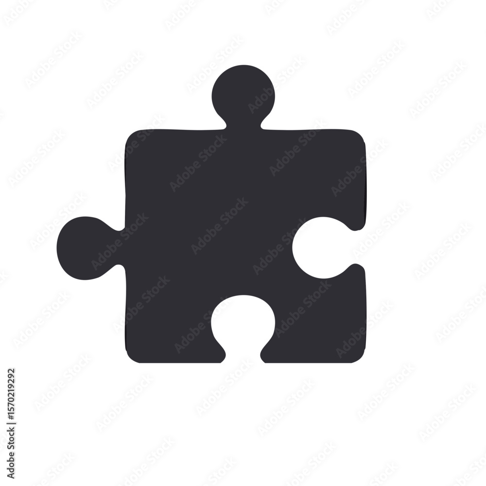 Poster dark puzzle piece illustration symbolizing solution connection and completeness concept