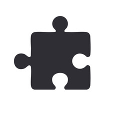 Dark Puzzle Piece Illustration Symbolizing Solution Connection and Completeness Concept