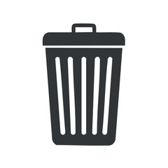 Gray Trash Can Icon with Lid on a Black Background - Waste Management Symbol