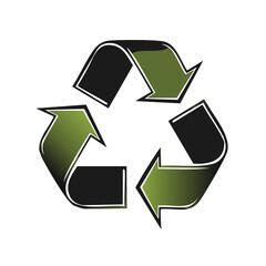 Obraz premium Recycling Symbol Illustration with Green Arrows and Black Accents on a Dark Background