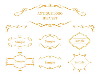 エレガントでクラシカルなフレームを使ったロゴのアイデアセット