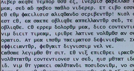Screen closeup with random Greek words