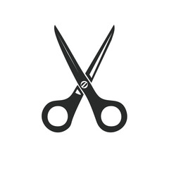 Open Scissor Icon on Black Background - Simple Silhouette for Graphic Design and Creative Projects