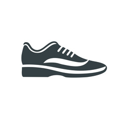 Dark grey shoe icon illustration side view athletic sneaker with laces design element for sportswear advertisement or sports store