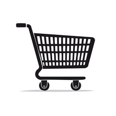 Isolated Shopping Cart Illustration on Dark Background for Retail Purchase and Grocery Shopping