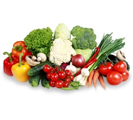 fresh vegetables isolated on white